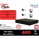 Pack de surveillance HiLook 2MP 4 Caméras