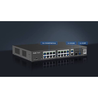 Switch Ruijie Reyee 16 ports PoE+ 250 W cloud – Tunisie