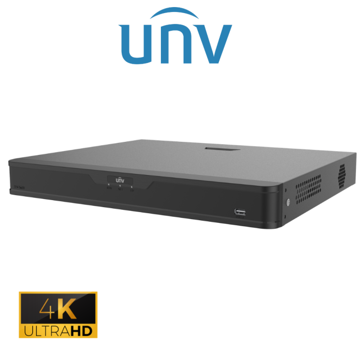 Uniview – Enregistreur NVR 16 voies, 16 ports PoE, 2 disques durs, IA (NVR302-16B-P16-IQ)